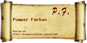 Pomper Farkas névjegykártya